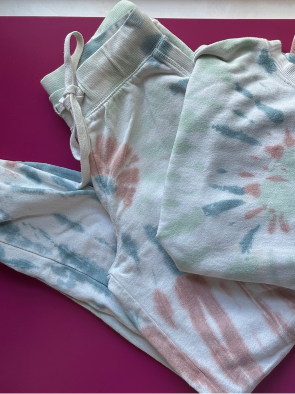 Z Supply Pastel Tie-Dye Track Joggers in Blue, Pink & Green
